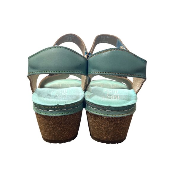LArtiste Spring Step Floral Leather Sandals Teal Blue Art Womens EU 39 / US 8.5 - Picture 6 of 10